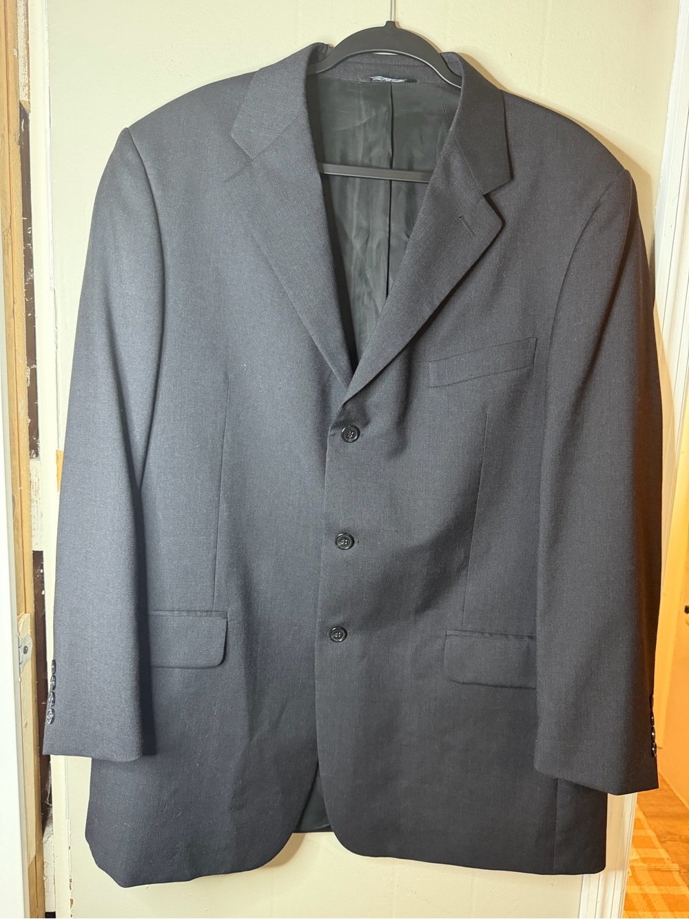Pronto-Uomo Firenze Men's Classic Black Three-Button Blazer 100% Wool Size 46 LN